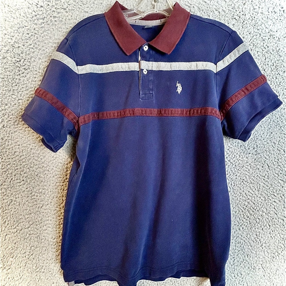 Vintage US Polo Assn. Shirt Mens Slim Fit Polo Size Medium Y2K Mall Punk Preppy